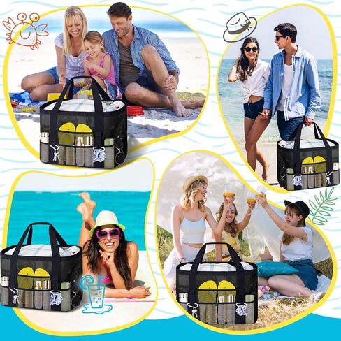 XX-Large Mesh Beach Bag Tote with 9 Pockets for Vacation/Travel & Beach Essentials in Saudi Arabia