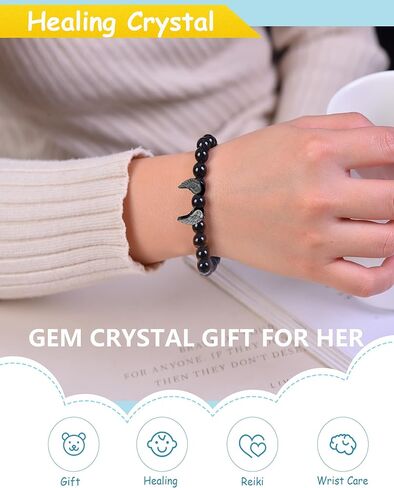 8mm Natural Black Obsidian Stretch Bracelet,Adjustable Hand Chain for Anxiety Relief,Birthday Christmas Gift for Mum Dad Hunsband in Saudi Arabia