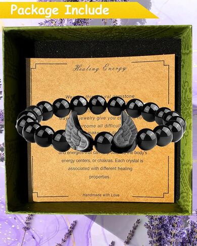 8mm Natural Black Obsidian Stretch Bracelet,Adjustable Hand Chain for Anxiety Relief,Birthday Christmas Gift for Mum Dad Hunsband in Saudi Arabia
