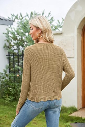 GRACE KARIN Women's Long Sleeve Cardigan Tie Front V Neck Crochet Lightweight Shrug Sweaters for Dresses Knit Top in Saudi Arabia