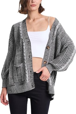 Cakulo Womens Oversized Chunky Cable Knit Cardigan Sweaters 2024 Fall Open Front Button Women Cardigans Pocket in Saudi Arabia