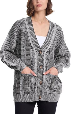 Cakulo Womens Oversized Chunky Cable Knit Cardigan Sweaters 2024 Fall Open Front Button Women Cardigans Pocket in Saudi Arabia