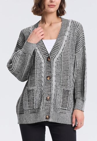 Cakulo Womens Oversized Chunky Cable Knit Cardigan Sweaters 2024 Fall Open Front Button Women Cardigans Pocket in Saudi Arabia