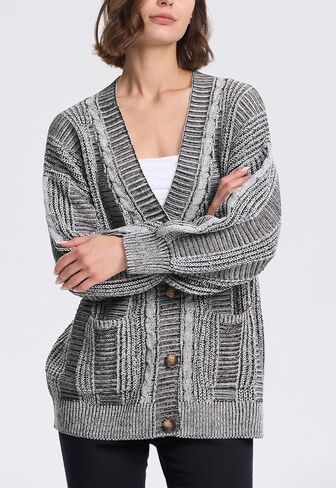 Cakulo Womens Oversized Chunky Cable Knit Cardigan Sweaters 2024 Fall Open Front Button Women Cardigans Pocket in Saudi Arabia