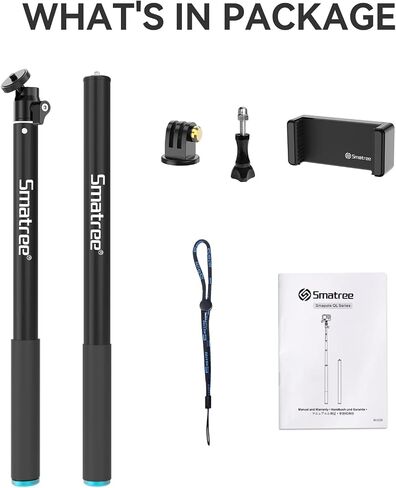 Smatree 86.6" Selfie Telescopic Stick for DJI OSMO 360/Osmo Action 6 | for Insta360 X5,GoPro Max 2/Hero 13/12/11/10,Osmo Action 5 Pro,AKASO EK7000,7.2ft Pole Compatiable with Camera and Phone in Kuwait