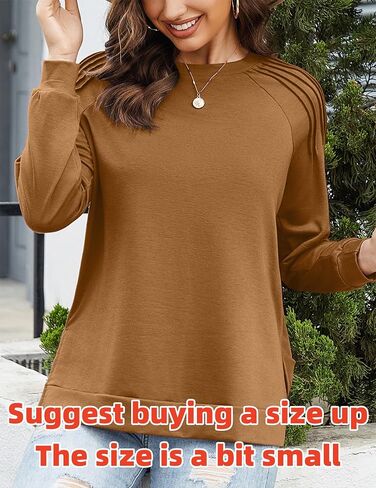 Zeagoo Womens Crewneck Sweatshirt Long Sleeve Tunic Tops Pleated Shirts Dressy Casual Fall 2024 Fashion Trendy Loose Fitting in Saudi Arabia
