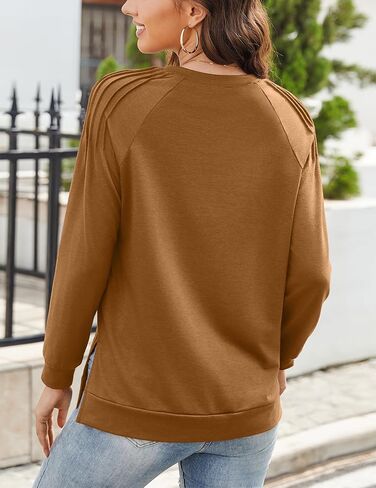 Zeagoo Womens Crewneck Sweatshirt Long Sleeve Tunic Tops Pleated Shirts Dressy Casual Fall 2024 Fashion Trendy Loose Fitting in Saudi Arabia