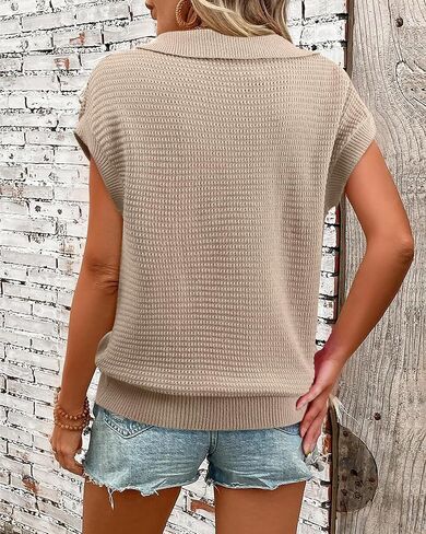 Gaharu Womens Sweater Tank Hollow Out Cap Sleeve Tops V Neck Sleeveless Casual Sweater Vest in Saudi Arabia