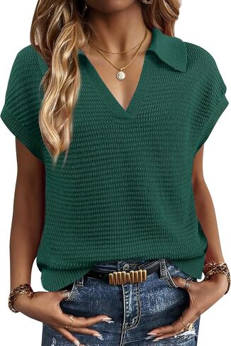Gaharu Womens Sweater Tank Hollow Out Cap Sleeve Tops V Neck Sleeveless Casual Sweater Vest in Saudi Arabia