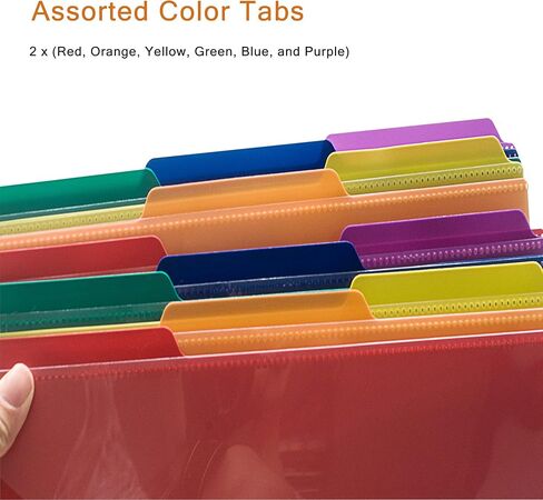Seashell 12 Pockets Poly Project Organizer, 6 Colors Binder Organzier Spiral Project Folder Multi Pocket Folder Binder with Pockets, Letter Size, Back Cover Utility Pouch, 1 Pack in Saudi Arabia