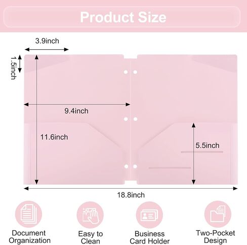 EOOUT 10 Pack Pocket Folders with Clear Front Pocket for 3 Ring Binder, Plastic Pocket Folders, Pastel Colors, Folder with Card Slot for School,Office and Home in Saudi Arabia