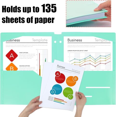 EOOUT 10 Pack Pocket Folders with Clear Front Pocket for 3 Ring Binder, Plastic Pocket Folders, Pastel Colors, Folder with Card Slot for School,Office and Home in Saudi Arabia