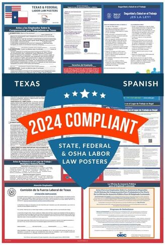 Labor Law Posters 2024 - Texas Labor Law Poster State, Federal, OSHA Compliant, Accurate & Up to Date, Includes June Updates, Laminated Labor Law Poster 2024 Texas, 24"w x 36"h (Bundle) in Saudi Arabia