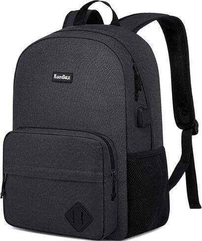 Black Backpack for School Teens Boys Girls, Lightweight Casual Backpacks for Men and Women, Classic Basic Water Resistant Casual Daypack, 15.6 Inch Laptop Bookbag for College High School Work Travel in Kuwait