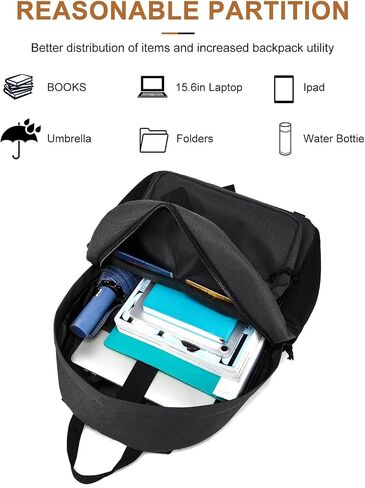Black Backpack for School Teens Boys Girls, Lightweight Casual Backpacks for Men and Women, Classic Basic Water Resistant Casual Daypack, 15.6 Inch Laptop Bookbag for College High School Work Travel in Kuwait