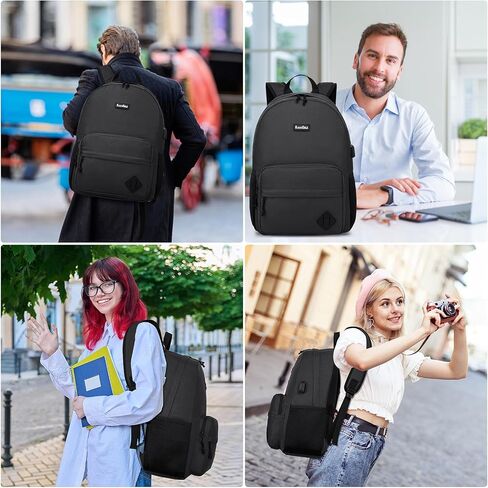 Black Backpack for School Teens Boys Girls, Lightweight Casual Backpacks for Men and Women, Classic Basic Water Resistant Casual Daypack, 15.6 Inch Laptop Bookbag for College High School Work Travel in Kuwait