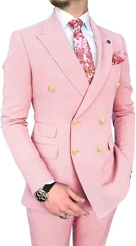 Mens Suits Slim Fit Double Breasted Suits 2 Piece Blazer Pant Wedding Prom Suits in Saudi Arabia