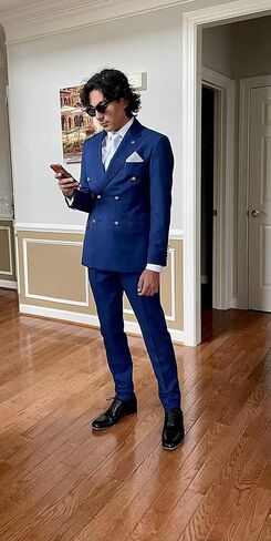 Mens Suits Slim Fit Double Breasted Suits 2 Piece Blazer Pant Wedding Prom Suits in Saudi Arabia