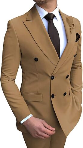 Mens Suits Slim Fit Double Breasted Suits 2 Piece Blazer Pant Wedding Prom Suits in Saudi Arabia