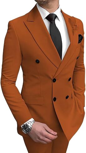 Mens Suits Slim Fit Double Breasted Suits 2 Piece Blazer Pant Wedding Prom Suits in Saudi Arabia