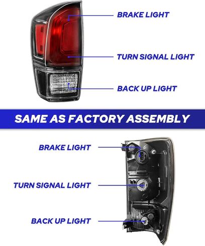 AUTOONE For Toyota Tacoma Tail Lights Assembly, Black Smoked Tail Lamp Assembly Fit for 2016-2023 Tacoma Pickup Rear Factory OEM Driver Side & Passenger Side, Without Bulbs in Kuwait