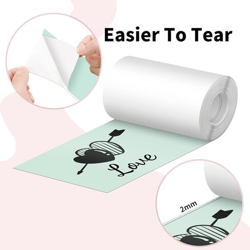 ورق طابعة حرارية ملون - ورق لاصق حراري، ورق طابعة صغير متوافق مع T02/M02/M02S/M03، ورق حراري للملاحظات/المجلة، أسود على أخضر/أرجواني/برتقالي، 50 مم × 3.5 متر، 3 لفات in Kuwait