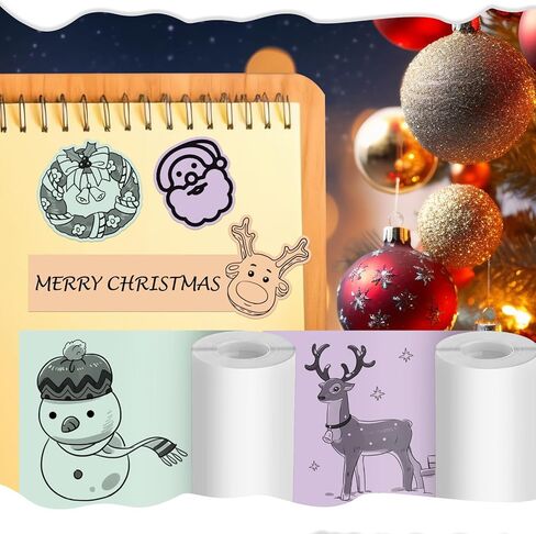 ورق طابعة حرارية ملون - ورق لاصق حراري، ورق طابعة صغير متوافق مع T02/M02/M02S/M03، ورق حراري للملاحظات/المجلة، أسود على أخضر/أرجواني/برتقالي، 50 مم × 3.5 متر، 3 لفات in Kuwait