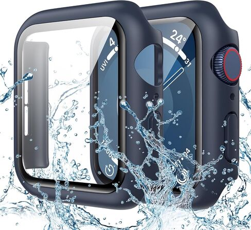 Goton Waterproof Case for Apple Watch Series 10 Screen Protector 46mm, Tempered Glass Hard PC Bumper Face Cover Compatible with iWatch Accessories 46 mm Matte Black in Kuwait