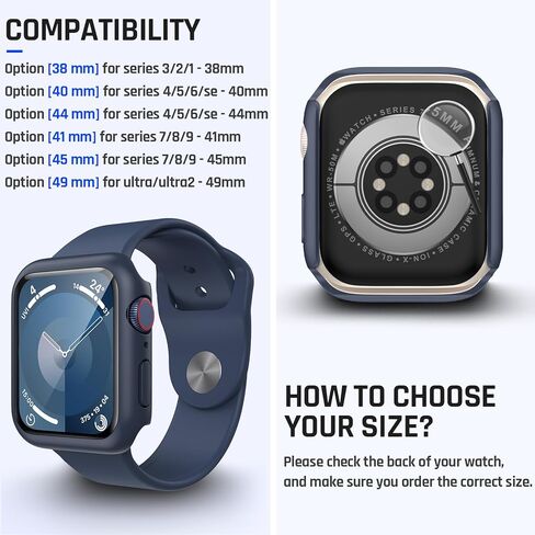 Goton Waterproof Case for Apple Watch Series 10 Screen Protector 46mm, Tempered Glass Hard PC Bumper Face Cover Compatible with iWatch Accessories 46 mm Matte Black in Kuwait