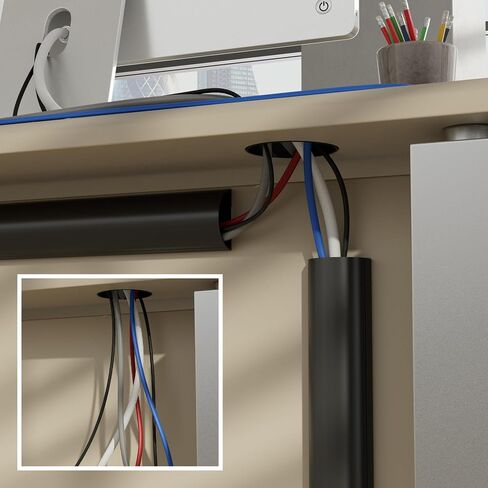 D-Line TV Wire Hider, Half Round Cord Cover for Wall Mount TV, Hinged One-Piece Raceway, Paintable, Self-Adhesive Cable Management - 2" (W) x 1" (H) x 18" Length - White in Kuwait
