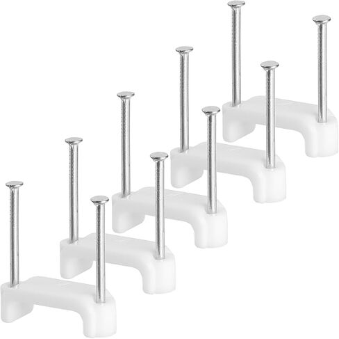Bates- Cable Clips with Steel Nails, 200 pcs, White, Large, 2-Nail Cord Clips for Wires on Wall, Cable Wall Clip, Wire Wall Clips, Cable Wire Clips, Coaxial Cable Clips, Cord Wall Clip in Saudi Arabia