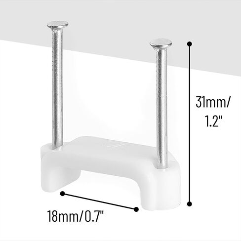 Bates- Cable Clips with Steel Nails, 200 pcs, White, Large, 2-Nail Cord Clips for Wires on Wall, Cable Wall Clip, Wire Wall Clips, Cable Wire Clips, Coaxial Cable Clips, Cord Wall Clip in Saudi Arabia