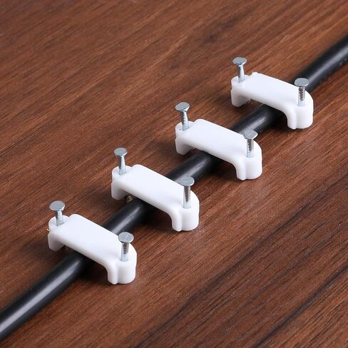 Bates- Cable Clips with Steel Nails, 200 pcs, White, Large, 2-Nail Cord Clips for Wires on Wall, Cable Wall Clip, Wire Wall Clips, Cable Wire Clips, Coaxial Cable Clips, Cord Wall Clip in Saudi Arabia