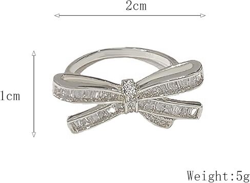 Gold Rhinestone Bow Knuckle Ring,Cute Shiny Multi Row Cubic Zirconia Statement Ring,Silver Shiny Engagement Wedding Band Jewelry Gift in Kuwait
