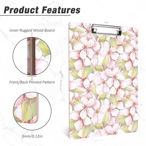 حافظة خشبية من Rimilak، مقاس 8.5 × 11 بوصة، لوحات كتابة بحجم الحروف الورقية، نمط مخصص لطيف، لوحة مشبك بتصميم ممتع للمعلمين والأطفال والنساء والعودة إلى المدرسة ومستلزمات المدرسة والمكتب. in Kuwait