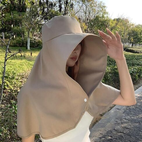 قبعات الشمس ذات حافة واسعة للغاية للنساء قبعات الشاطئ للحماية من الأشعة فوق البنفسجية للنساء مع غطاء للرقبة قابلة للتعبئة، قبعات للشمس في الهواء الطلق كاكي in Kuwait