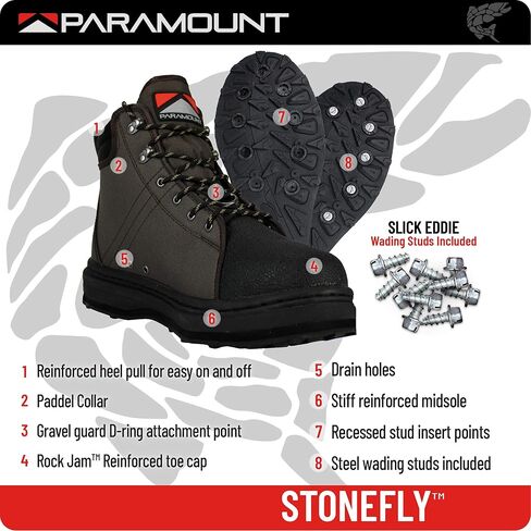 حذاء Paramount Outdoors Stonefly Cleated Sole Wading، حذاء مطاطي من الأسفل للرجال والنساء والشباب in Kuwait