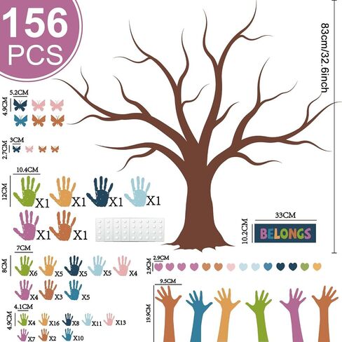 156PCS Classroom Tree Bulletin Board Decorations Set Together We Can Change The World Wall Bulletin Decor with Handprint Cut-outs and Animal Butterfly Owls Letter Accents for School Blackboard Decor in Saudi Arabia