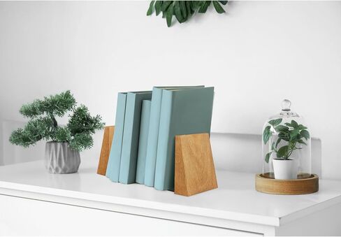 نهايات الكتب لملحقات المكتب - زوجان من نهايات الكتب المزخرفة المصنوعة يدويًا من الخشب الصلب بنسبة 100% مع قاعدة معدنية - منظم أرفف شديد التحمل مانع للانزلاق للكتب in Kuwait