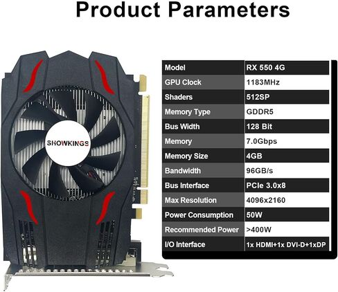 بطاقة رسومات SHOWKINGS GeForce GT 730 سعة 4 جيجابايت، 128 بت GDDR3 PCIe x16 وحدة معالجة الرسومات الجرافيكية للكمبيوتر منخفضة المستوى للعمل، HDMI VGA DVI مخرج بطاقة فيديو ألعاب سطح المكتب تدعم 2K مع دعامة in Saudi Arabia
