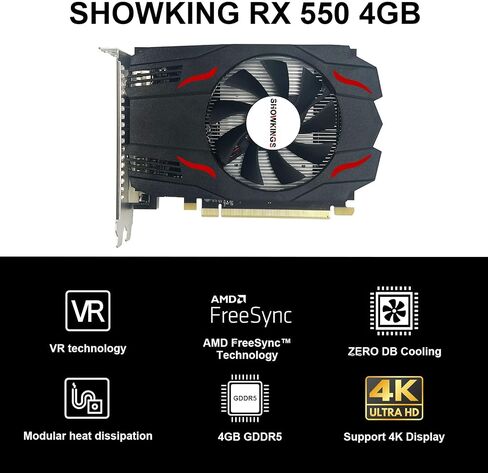 بطاقة رسومات SHOWKINGS GeForce GT 730 سعة 4 جيجابايت، 128 بت GDDR3 PCIe x16 وحدة معالجة الرسومات الجرافيكية للكمبيوتر منخفضة المستوى للعمل، HDMI VGA DVI مخرج بطاقة فيديو ألعاب سطح المكتب تدعم 2K مع دعامة in Saudi Arabia
