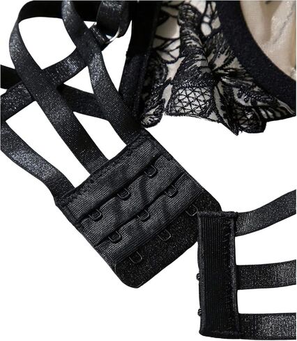 MakeMeChic Women's Strawberry Lace Mesh Lingerie Set Push Up Bra and Panty in Saudi Arabia