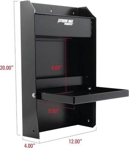 Extreme Max 5001.6119 Junior Wall-Mount Aluminum Work Station Storage Cabinet Flip-Out Work Tray with Paper Towel Rack Organizer for Enclosed Race Trailer Shop Garage Storage - Black in Kuwait