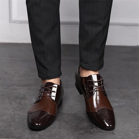 Men's Vintage Cap Toe Dress Shoes Formal Business Casual Lace Up Oxford Suit Tuxedo Patent Leather Shoes for Men in Saudi Arabia