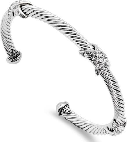 Cuff Bracelets for Women 4.5mm Thin Twisted Cable Wire Bangle - Adjustable Stainless Steel Bangle Bracelet Designer Inspired Jewelry in Saudi Arabia