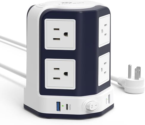 قطاع طاقة للسفر مع منفذ USB C بقدرة 18 وات، 4 منافذ 3 USB (1 USB-C)، قابس مسطح لسلك تمديد ملفوف HAFINO بطول 4.2 قدم، واقي غير تصاعدي للسفن السياحية المعتمدة، والسفر، وأساسيات غرفة النوم in Kuwait