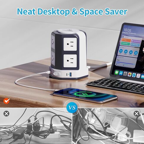 قطاع طاقة للسفر مع منفذ USB C بقدرة 18 وات، 4 منافذ 3 USB (1 USB-C)، قابس مسطح لسلك تمديد ملفوف HAFINO بطول 4.2 قدم، واقي غير تصاعدي للسفن السياحية المعتمدة، والسفر، وأساسيات غرفة النوم in Kuwait