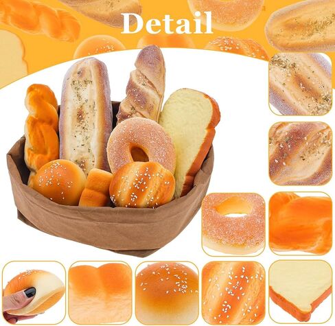 5pcs Realistic Artificial Bread Decoration Set Fake Faux Food Baguette Caterpillar Home Kitchen Restaurant Wedding Festival Party Prop in Kuwait