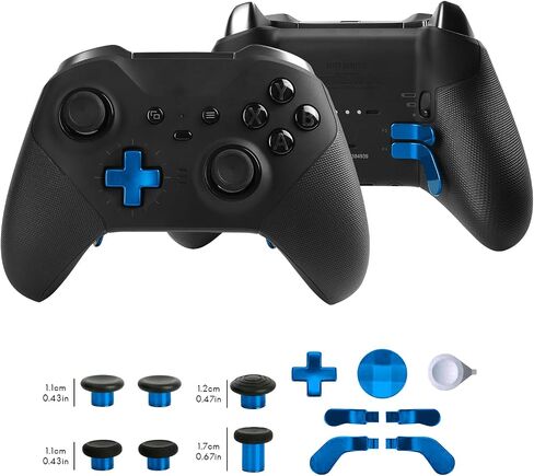 13 in 1 Metal Thumbsticks for Xbox One Elite Series 2, Elite Series 2 Core Controller Parts, Gaming Accessory Replacement, Metal Mod 6 Swap Joysticks, 4 Paddles, 2 D-Pads, 1 Tool(Plating Blue) in Kuwait