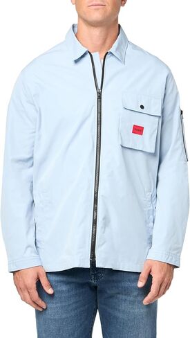 HUGO Men's Cotton Mix Canvas Zip Up Overshirt in Saudi Arabia